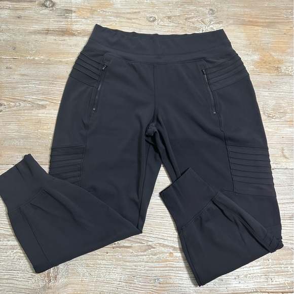 Athleta Women's Venice Moto Black High-Waisted Jogger Pants Black Sz L EUC - Picture 7 of 16